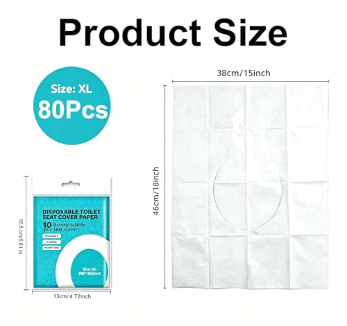 80 Pcs Toilet Seat Covers Disposable,XL Flushable Toilet Seat Cover