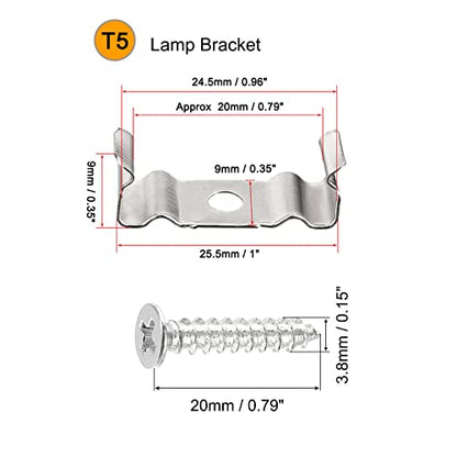 MECCANIXITY T5 Clips Bracket Hanger Fluorescent Tube Light Fixture Holder Clamps with Screws for LED Bulbs Ceiling Lamp, Pack of 20 - size: T5
