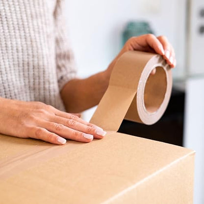 Neo-Pure Reinforced Kraft Gum Tape Grade 240 72mm x 1000 ft Water Activated Natural Brown Heavy Duty Carton Sealing Shipping Tape (Kraft, 1 Roll)