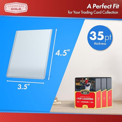 Cardboard Gold 35pt Top Loaders for Cards - 200 Count 3x4 Hard Sleeves - size: 200 Toploaders