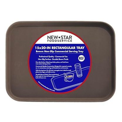 New Star Foodservice Restaurant Grade Non-Slip Tray, Plastic, Rubber Lined, Rectangular (Brown, 15-Inch x 20-Inch) - color: Brown, size: 15-Inch x 20-Inch