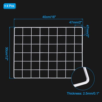 PATIKIL Wall Grid Panel Metal Wire Photo 16x12 White 4Pcs - color: White, size: 16x12inch
