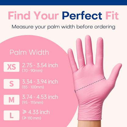 Supmedic Medical Nitrile Exam Gloves, Latex & Powder-Free Disposable 100 Ct - color: Large (Rose Quartz)