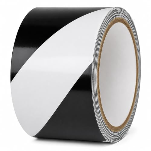 GGR Supplies Black & White Hazard Stripe Tape, 3 inches x 18 Yards - color: Black & White, size: 3 in. x 18 yds. (72mm)