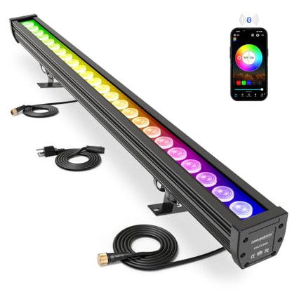 Programmable Smart LED Wall Washer Light, 168W RGBCW Dimmable Light Bar - color: Linkable RGBCW Smart Light Bar - Black Housing