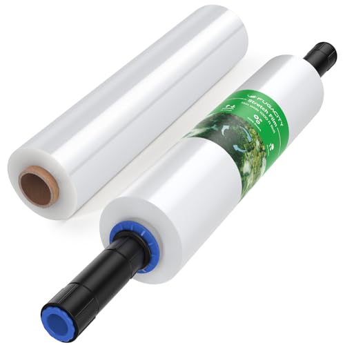 FugaCity Stretch Wrap Film-15 IN 1000 FT 60 Gauge (2 Roll with Handles) Shrink Wrap for Furniture Wrapping Shipping, Moving Supplies Clear Plastic Wrap, Heavy Duty Industrial Strength,500% Stretch - size: 2 Pack(with Handles)