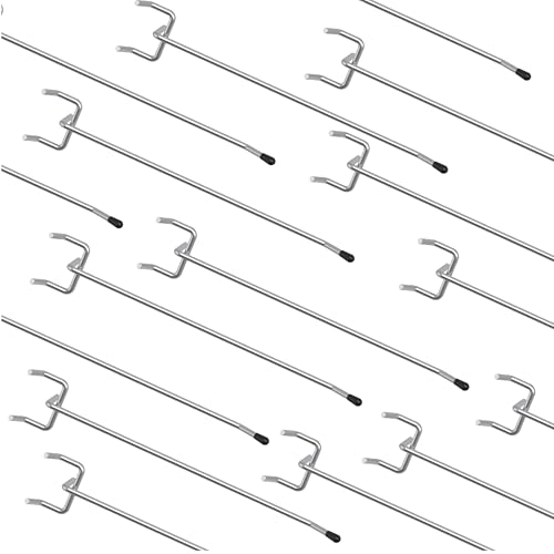 HUHOLE 50 Pack 6 Inch Silver Pegboard Hooks with Rubber Tips - color: Silver, size: 6 Inch