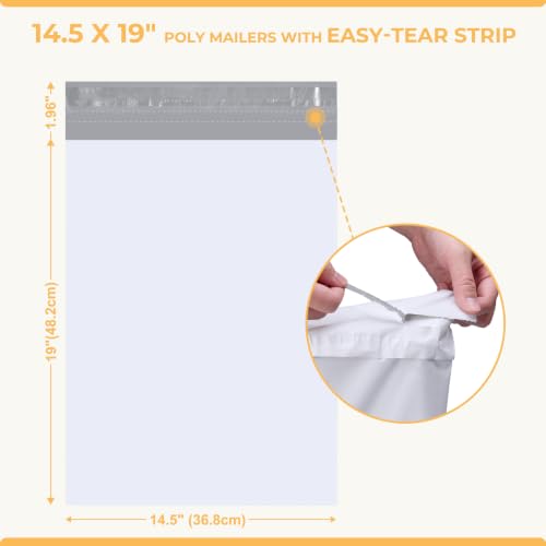 Metronic Poly Mailers 14.5x19 100Pcs White Large Shipping Bags for Clothes - color: White, size: 14.5x19 100PC - Upgraded Version