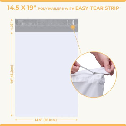 Metronic Poly Mailers 14.5x19 100Pcs White Large Shipping Bags for Clothes - color: White, size: 14.5x19 100PC - Upgraded Version