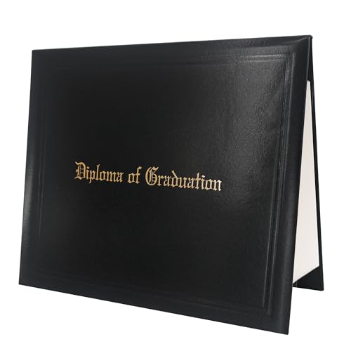 GraduationMall 11"x14" Imprinted Padded Diploma Cover Certificate Holder Black - color: Black+graduation