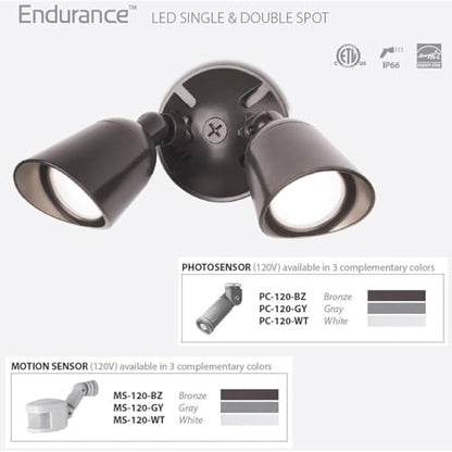 WAC Lighting, Endurance Double Spot Energy Star 30W LED Spot Light 5000K in Black - color: Architectural Black, style: 5000K