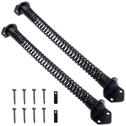 Pair of Heavy Duty Gate Spring Self Door Closing, Spring Automatic Gate Closer Hardware with Adjustable Suit for Garden Wooden Door Vinyl Fence Black (14 Inch) - size: 14 Inch