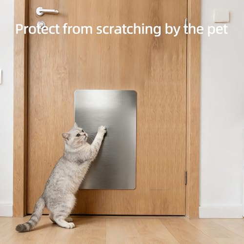 Cat & Dog Door Protector from Scratching 2 Pack 8"×16" - color: Brushed Silver, size: 8" x 16"