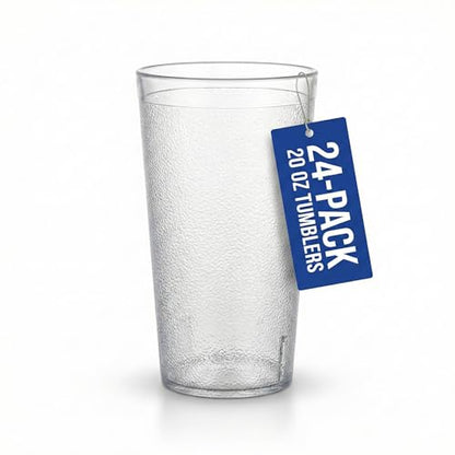 Carlisle FoodService Products Plastic Tumblers, 20 Oz, Clear, 24 Pack