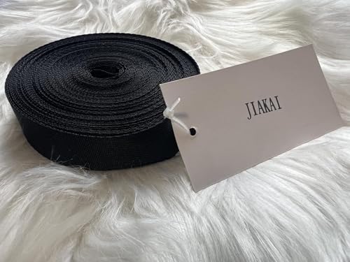 JIAKAI 1 Inch Wide 10 Yards Nylon Webbing Strap，Polypropylene Straps for Bags, Hammocks, Outdoor Climbing and DIY Making Luggage Strap, Pet Collar, Backpack Repairing（Black） - size: 1Inch