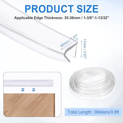uxcell Clear Edge Trim 9.8Ft U Channel Edges Guards Fits 1-3/8"-1-13/32" - size: 9.8Ft x 1-9/16" x 11/16", Fits 1-3/8"-1-13/32"