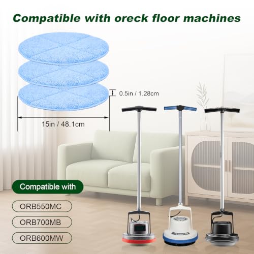 Commercial 15 Inch Microfiber Carpet Bonnet Floor Machines Pads Compatible with Floor Machine: 3 Packs Microfiber Carpet Bonnet Floor Buffer Pads - color: 15 Inch-3 Pack-blue