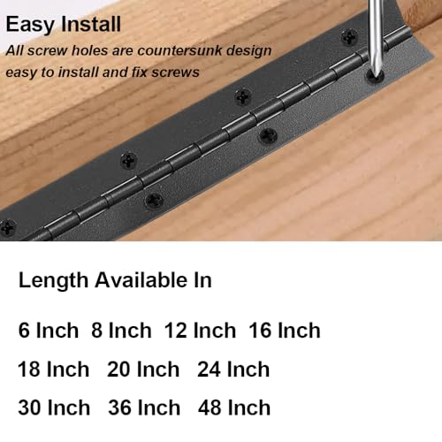 Piano Hinge 36 Inch x 1.2 Inch Heavy Duty Stainless Steel Black Continuous & Piano Hinges for Cabinets Boat Marine Door, 0.04" Leaf Thickness 1.2'' Open Width - size: 36 Inch