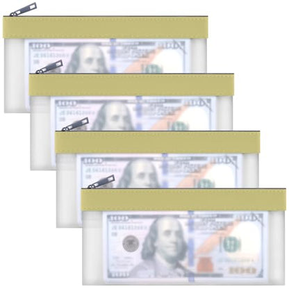 Clear Money Envelopes for Cash Cash Money Bag Pouch 7.6"x3.7" - color: Golden