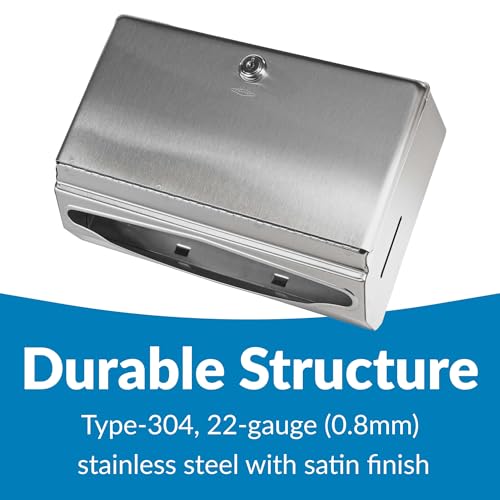 Bobrick Surface-Mounted Paper Towel Dispenser, Satin-Finish Stainless Steel, Holds 200 C-Fold & 275 Multifold Towels, ADA Compliant, Manual Operation, Tumbler Lock, Hemmed Tray Opening (Model B-26212) - size: 7-1/8", style: Satin