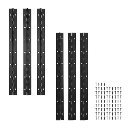 6 Pcs Continuous & Piano Hinges,14 inches Black 304 Stainless Steel Hinges 0.04" Thickness Heavy Duty Continuous Hinges with Holes for Pianos，Door，Wooden Boxes，Cabinet (14inch) - size: 14inch