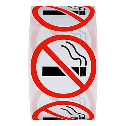 HYBSK No Smoking Logo Labels Glossy Paper Public Warning Stickers 1.5" Round 500 Total Per Roll (1.5 inch) - size: 1.5 inch