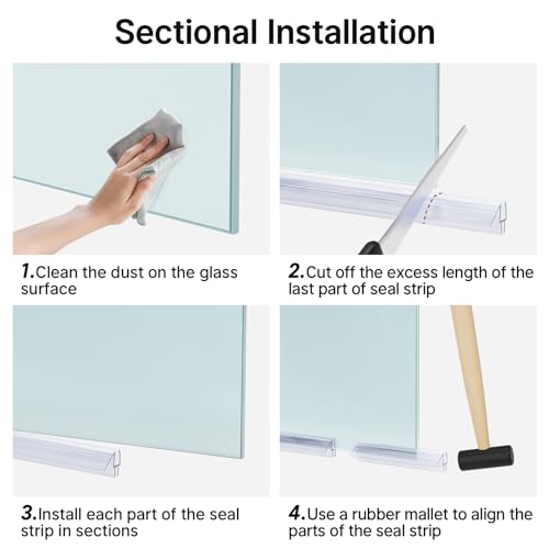 AmazerBath 3-Pack 15.75" Shower Door Bottom Seal Strip for 1/4"(6mm) Glass - style: Bottom Seal 1/4
