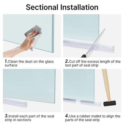 AmazerBath 3-Pack 15.75" Shower Door Bottom Seal Strip for 1/4"(6mm) Glass - style: Bottom Seal 1/4