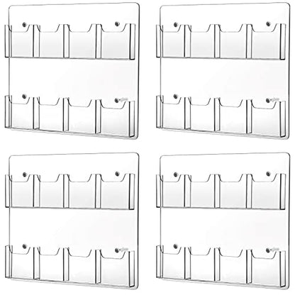 Weysat 4 Pcs Acrylic Brochure Pamphlet Holder Wall Mount, 8 Pockets - size: 8 Pockets