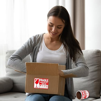 4 x 6 Inch – 100 Large Fragile Stickers for Shipping & Moving – Easy Tear, Permanent Adhesive, Handle with Care Stickers for Shipping Box, Carton, Parcel, Package, Pallet & More - size: 4" x 6" - 100 Labels