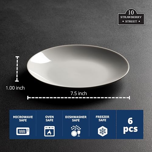 10 Strawberry Street Simply White 7.5" Coupe Salad Plate, Set of 6 - size: Salad Plate, style: Coupe