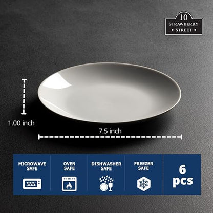 10 Strawberry Street Simply White 7.5" Coupe Salad Plate, Set of 6 - size: Salad Plate, style: Coupe