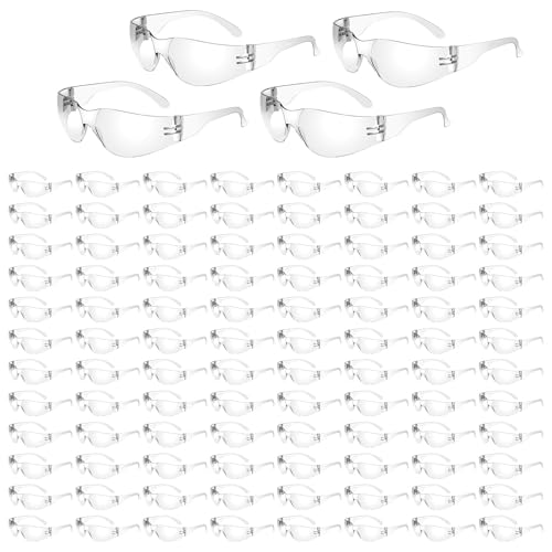 WFEANG 100 Pack Clear Safety Glasses for Men Women, ANSI Z87.1 Work Glasses - color: 100clear