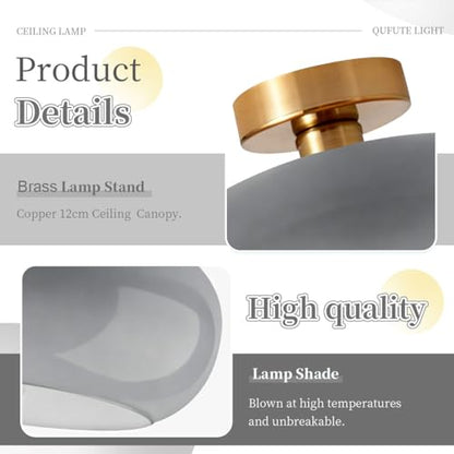 Glass Gray Ceiling Lights Mid Century Flush Mount Light Fixtures - color: Gray-2