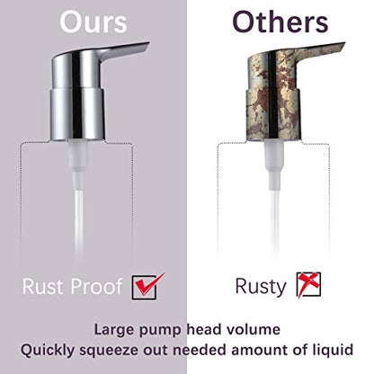 Boperzi 2 Pack Soap Dispenser Rust Proof Refillable Liquid Hand & Dish Soap Dispenser Set Leak Proof Plastic Chorme Pump for Kitchen Bathroom, 10oz