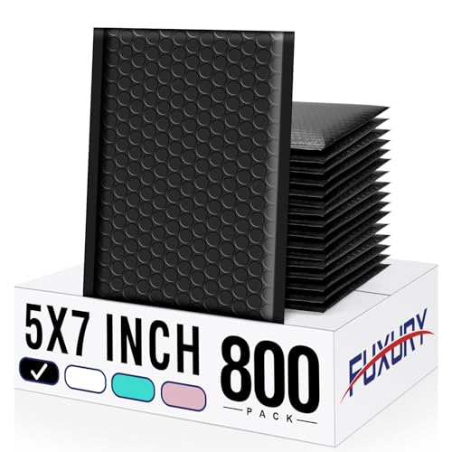 Fuxury Bubble Mailers Bulk 5x8.6" 800Pack Black Waterproof Padded Envelopes - color: Black, size: 5x8.6" 800PC