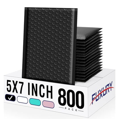 Fuxury Bubble Mailers Bulk 5x8.6" 800Pack Black Waterproof Padded Envelopes - color: Black, size: 5x8.6" 800PC