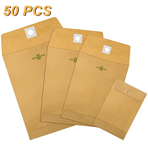 Frienda 4 Sizes Clasp Manila Envelopes, 50 Pcs Kraft Clasp Envelope, Brown - color: Brown, size: 5 x 7 In, 6 x 9 In, 9 x 12 In, 10 x 13 In