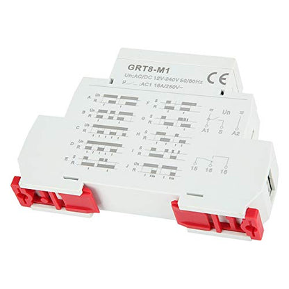 Multifunctional Time Delay Relay, 10 Functions DIN Rail Mount Contactor Isolator Voltage Multifunction On Off Digital Timing Input Output Control Relay GRT8 M1 AC DC 12V 240V