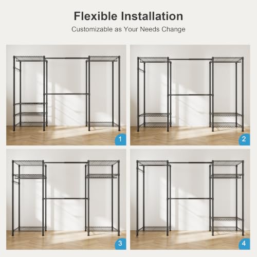 Expandable Closet System Heavy Duty Clothes Rack for Hanging Clothes