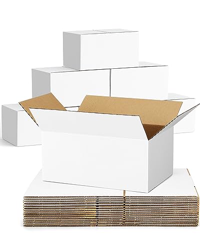 40-Pack-Small-Shipping-Boxes-10x7x5, Corrugated-Cardboard-Boxes-for-Packaging-Small-Business, White-Boxes-Mailers - color: White, size: 10x7x5 inches
