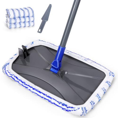 Masthome 16" Large Mops for Floor Cleaning,Upgraded 60" Extra Long Handle - color: Blue White