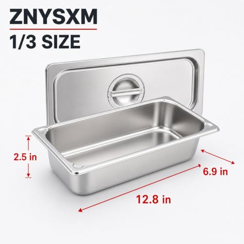3 Pack Stainless Steel Hotel Pans with 3 Lids, 1/3 Size 2.5 Inch Deep Steam Table Food Pans for Catering, Buffet and Food Prep - color: 1/3, size: 2.5inch