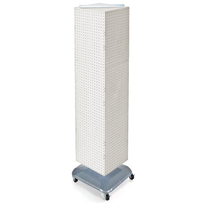 Azar Displays 701465-WHT FOUR-SIDED PEGBOARD TOWER FLOOR DISPLAY ON REVOLVING WHEELED BASE. PANEL SIZE: 14"W X 60"H", white - color: White