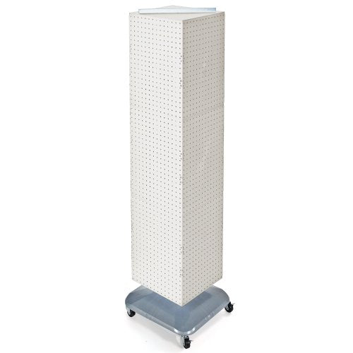 Azar Displays 701465-WHT FOUR-SIDED PEGBOARD TOWER FLOOR DISPLAY ON REVOLVING WHEELED BASE. PANEL SIZE: 14"W X 60"H", white - color: White