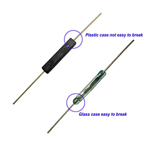 Gebildet 10pcs Plastic Reed Switch Reed Contact Normally Open (N/O) Magnetic Induction Switch (2.5mm×14mm) with 10pcs Small Multi-Use Round Magnets - color: Black-E331