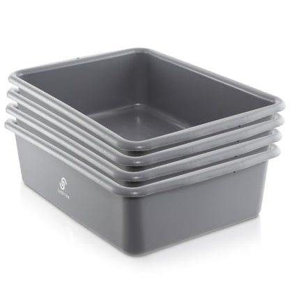 Jubilee 4-Pk Plastic Storage Bin, 20L Gray Commercial Busser Utility Tub - color: Gray, size: 20 L
