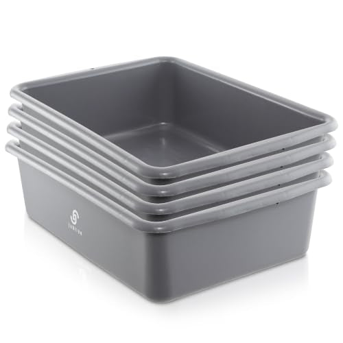 Jubilee 4-Pk Plastic Storage Bin, 20L Gray Commercial Busser Utility Tub - color: Gray, size: 20 L