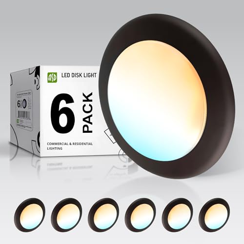 ASD 6 Pack Bronze LED Disk Lights 6 Inch, 5CCT Flush Mount Ceiling Light - color: Bronze, size: 6 Pack