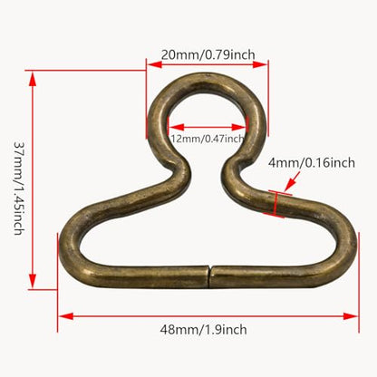 1.5"X0.4" Inner Oval Dimension with 0.45" Circular Hole Dia Triangle Ring Buckle for Strap - color: Bronze